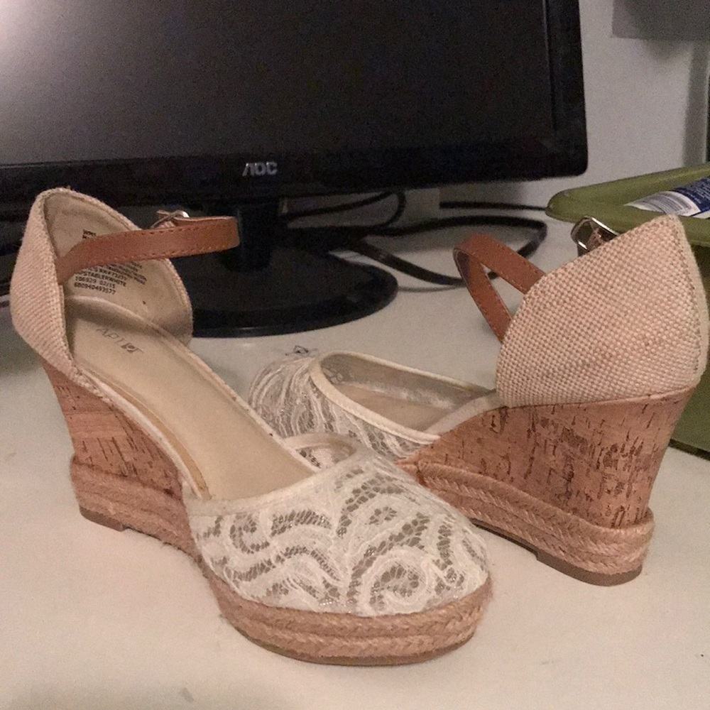 Cute lace wedge heels